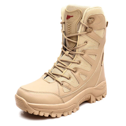 New High Top Men's Boots Waterproof Winter Boots Warm Plush Snow Boots Men Lace Up Casual Anti-Slip Ankle Boots Army Work Boots