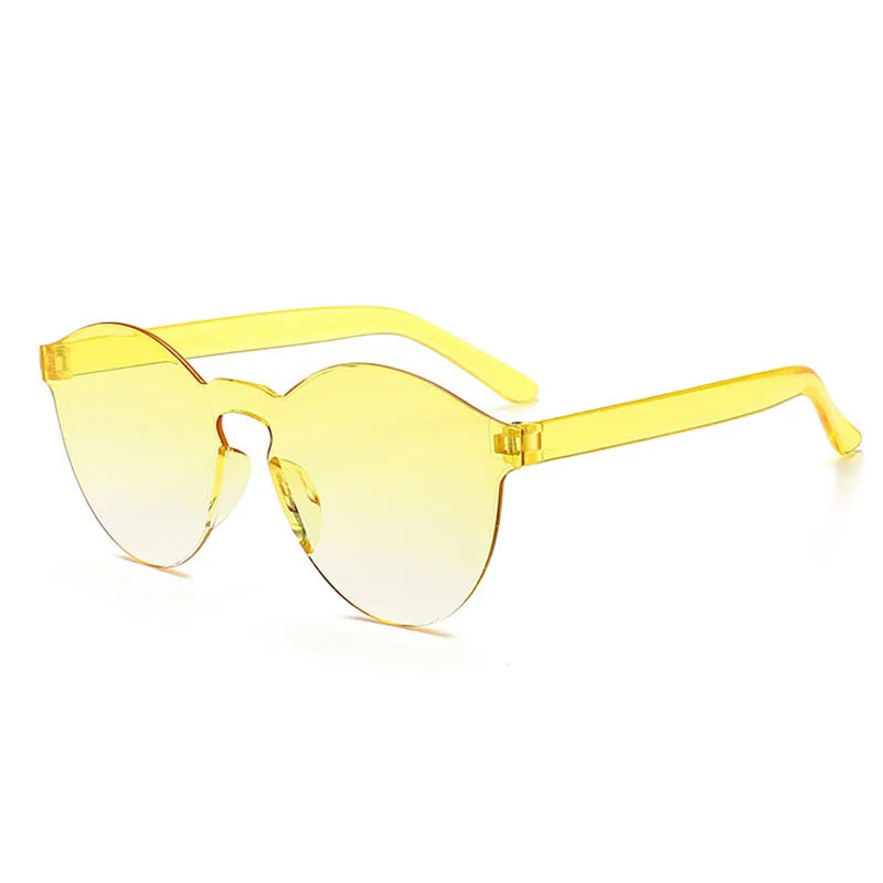 Color Sunglasses Women Ladies Cat Ear Round Rimless Sun Glasses Female Girls Ocean Candy Lens Shades Fashion Eyewear Men UV400