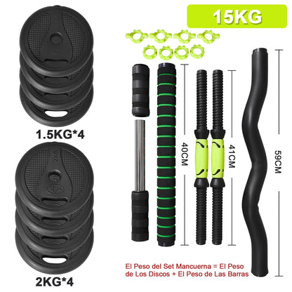 Men's Adjustable Dumbbell Set 4 in 1, 10KG,15KG,20KG,30KG, with KETTLEBELL, CURL and straight bar, ABDOMINAL wheel