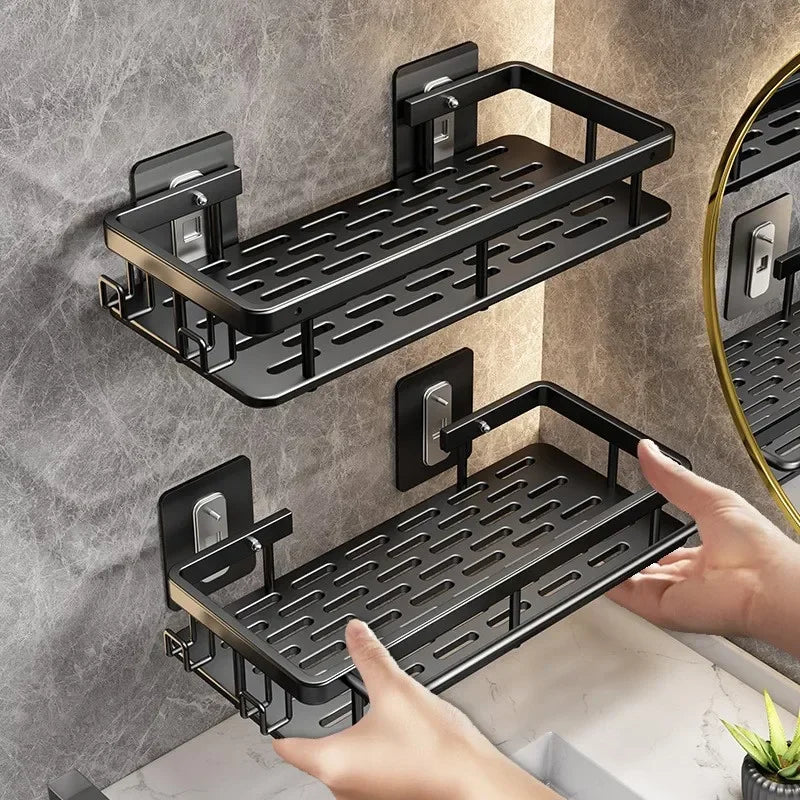 Wall Hanging Corner Rectangular Rack Bathroom Shelf Towel Rack Shelves Wall Shower Shampoo Rack No Drill Shelf Tripod