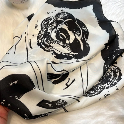 2024 Fashion Luxury Brand 70cm Silk Square Scarf Women Satin Neck Tie Female Hair Bandana Headkerchief Shawl Wrap Hijab Echarpe