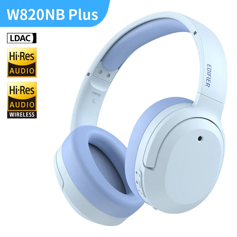 Edifier W820NB Plus Wireless Noise Cancelling Headphones 43dB ANC Hi-Res LDAC Codec 49hrs Playtime Over-Ear Bluetooth Headset