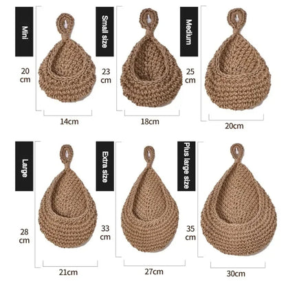 Handwoven Hanging Wall Vegetable Fruit Basket Organizer Container Decor for Kitchen Garden Mount Wall Plant Flower Onion Storage