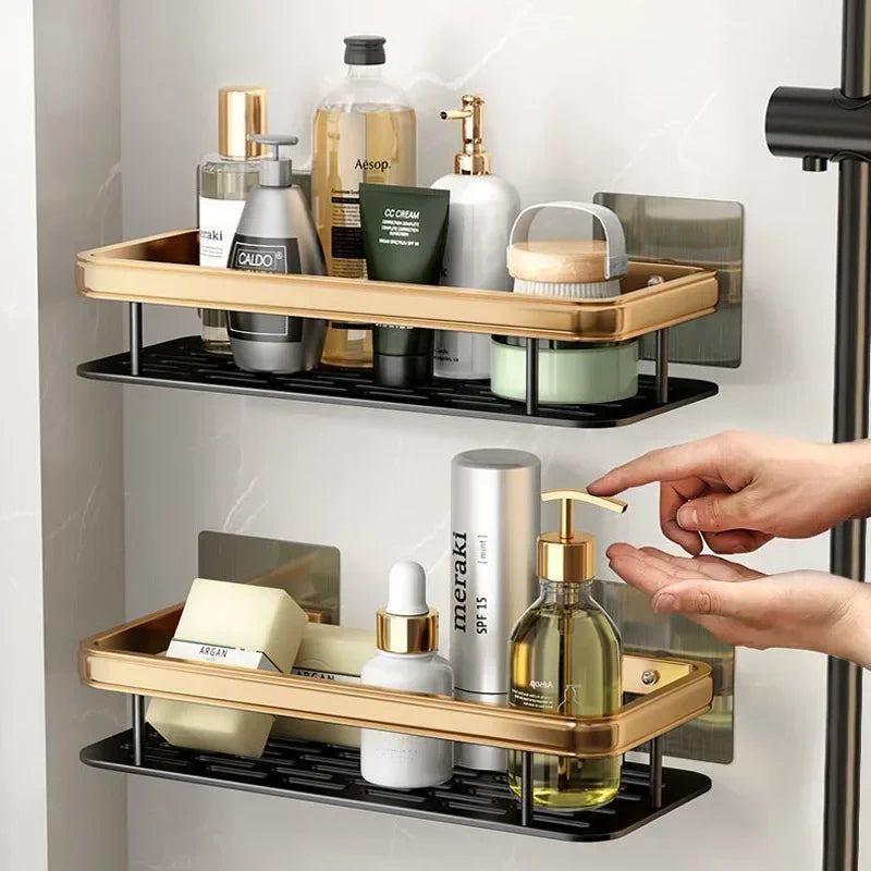 Wall Hanging Corner Rectangular Rack Bathroom Shelf Towel Rack Shelves Wall Shower Shampoo Rack No Drill Shelf Tripod