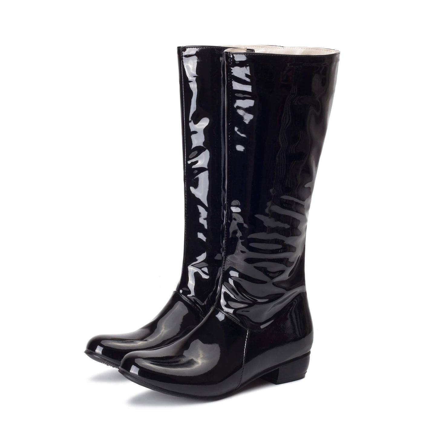 Knee High Boots Long Boots Patent Leather Boots Black White Red Knee High Boots for Women Plus Size Zipper Boots High Heel Shoes