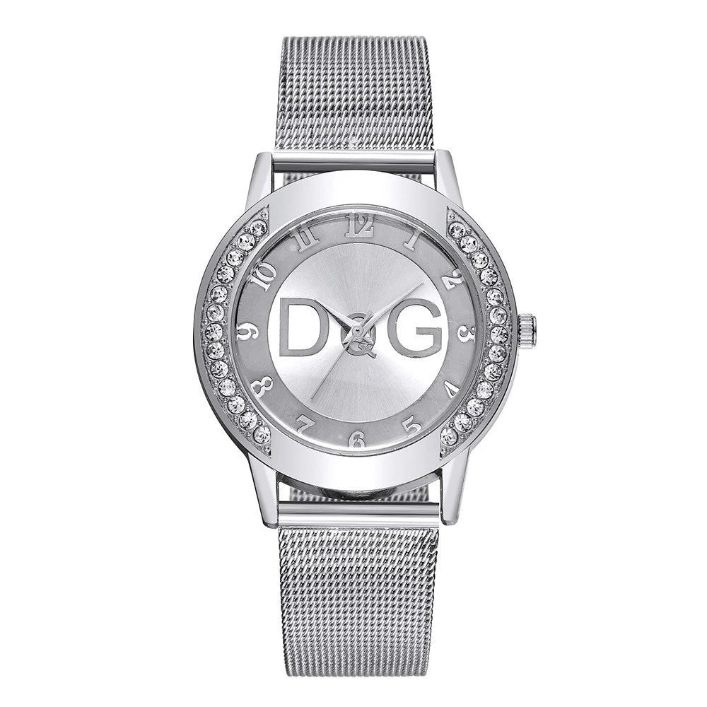 Fashion DQG Brand Starry Sky Diamond encrusted Women's Quartz Watch Casual Stainless Steel Gold Mesh Strap Women's Dress Watches