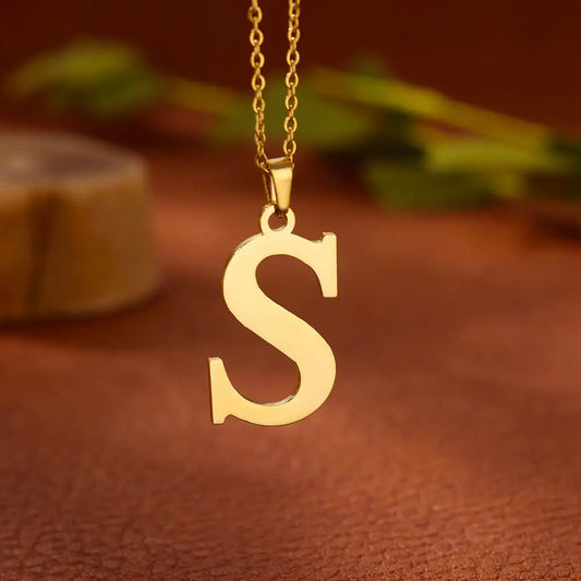 Stainless Steel A-Z Alphabet Necklace For Women Gold Color Punk 26 Letter Pendant Choker Necklace Party Aesthetic Jewelry 2024