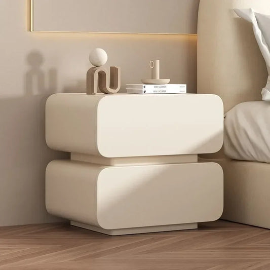 Cream Wind Bedside Table Simple Modern Solid Wood Bedside Storage Cabinet Household Bed Cabinet Bedroom Small Bedside Cabinet