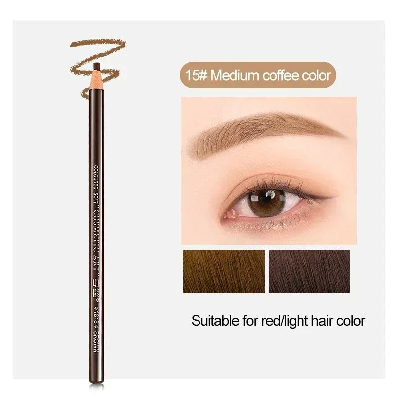 6 Colors Option Eyebrow Pencil Waterproof and Non-smudge Genuine Wood Hard Core Wholesale Wood Eyebrow Pencil Eyebrow Pen Golden