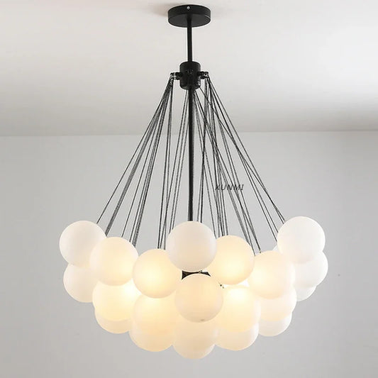 Nordic Simple Frosted Glass Bubble Ball Chandelier Bedroom Clothing Store Lamp Cloud Soft Look Children Room Pendant Lights LED