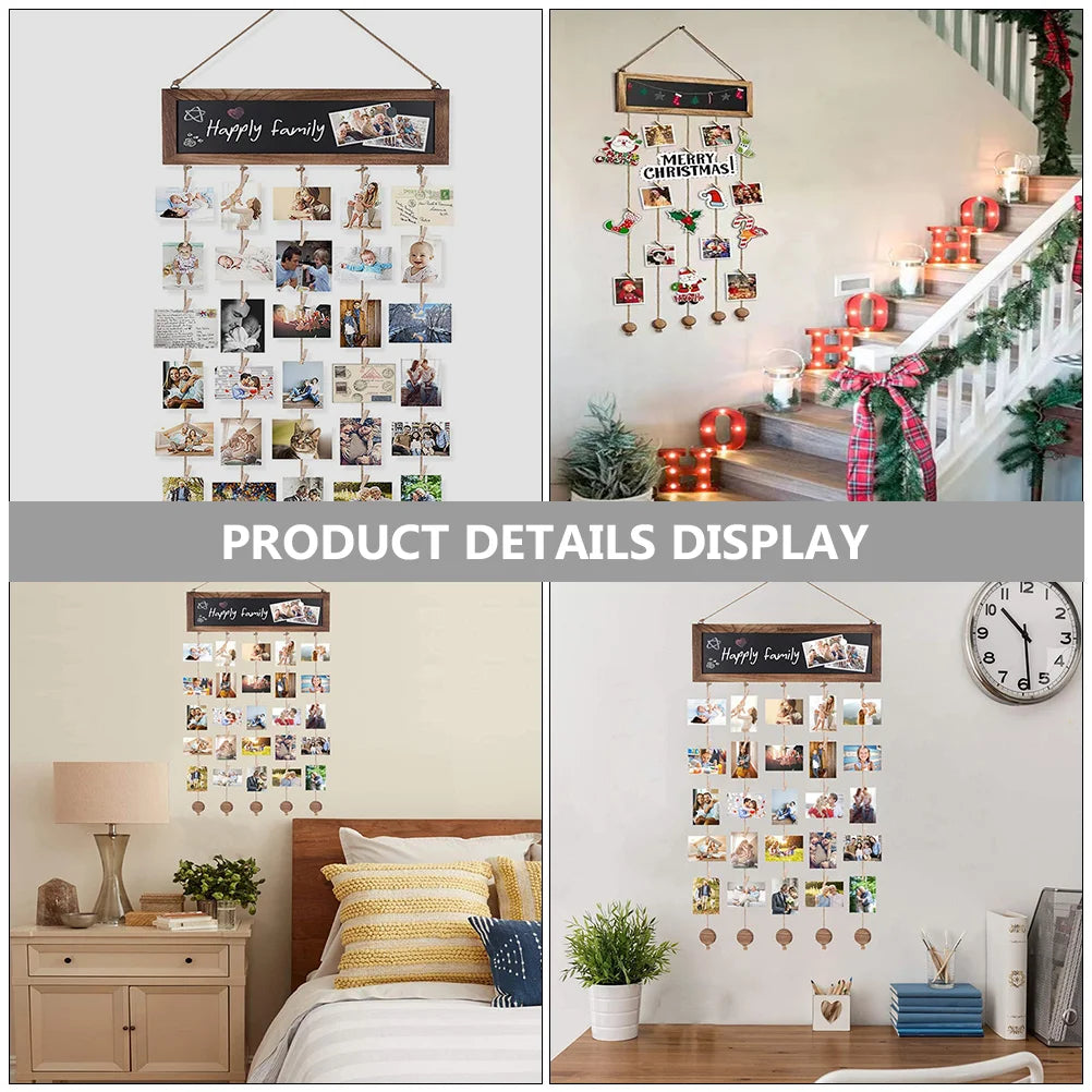 1 Set Wall Photo Picture Organizer Photo Holder Wall Collage Picture Frame Organizer with Clip Decoration Frames