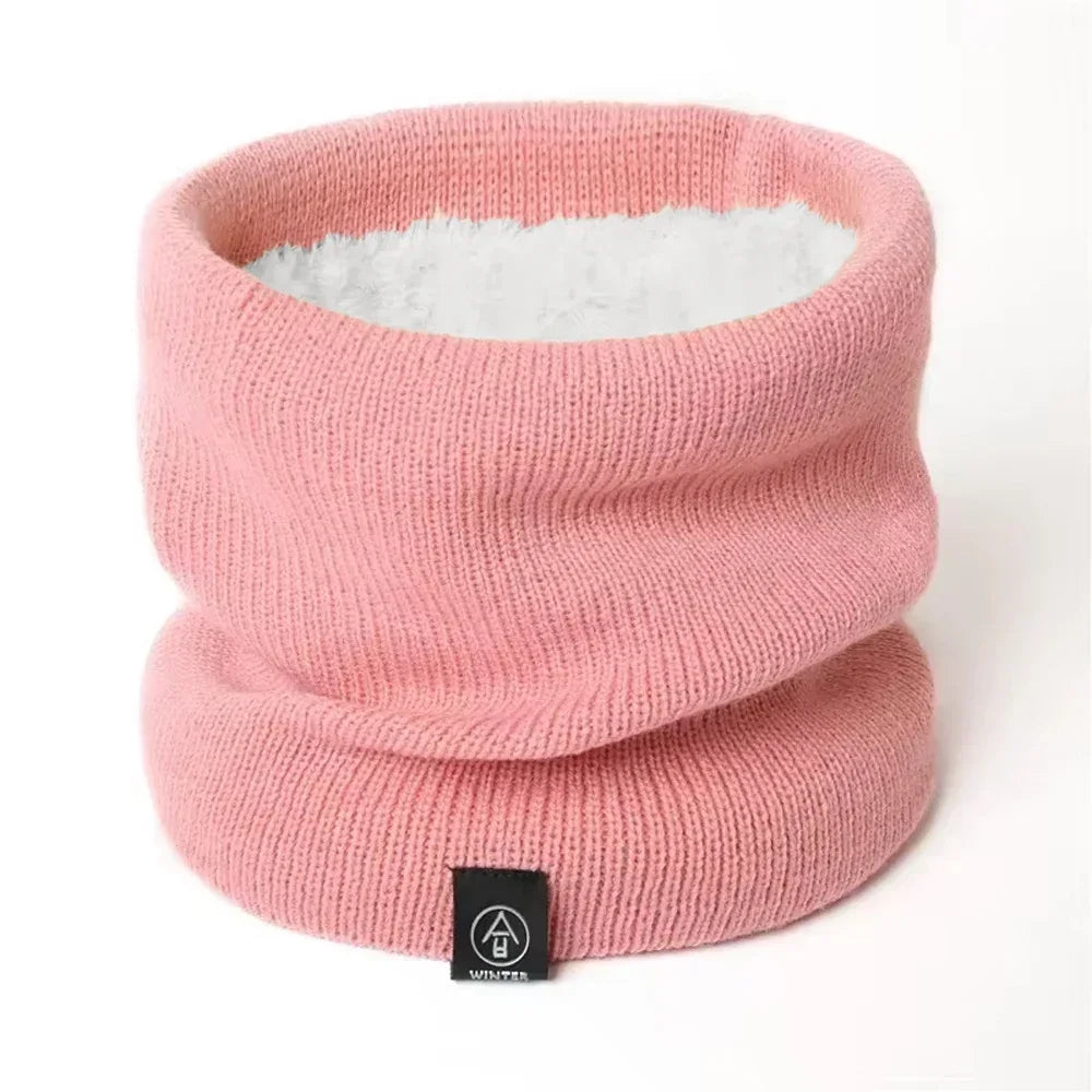 New Unisex Solid Warm Winter Ring Scarf Women Men Plus Velvet Knitted Full Face Mask Snood Neck Scarves Bufanda Thick Muffler