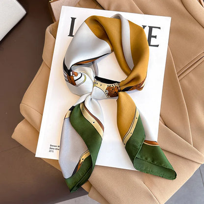 Silk Square Scarf Women Satin Shawls Neckerchief Casual Scarves Bandana Hair Hjiab 70*70cm 2023 New Fashion Luxury Brand