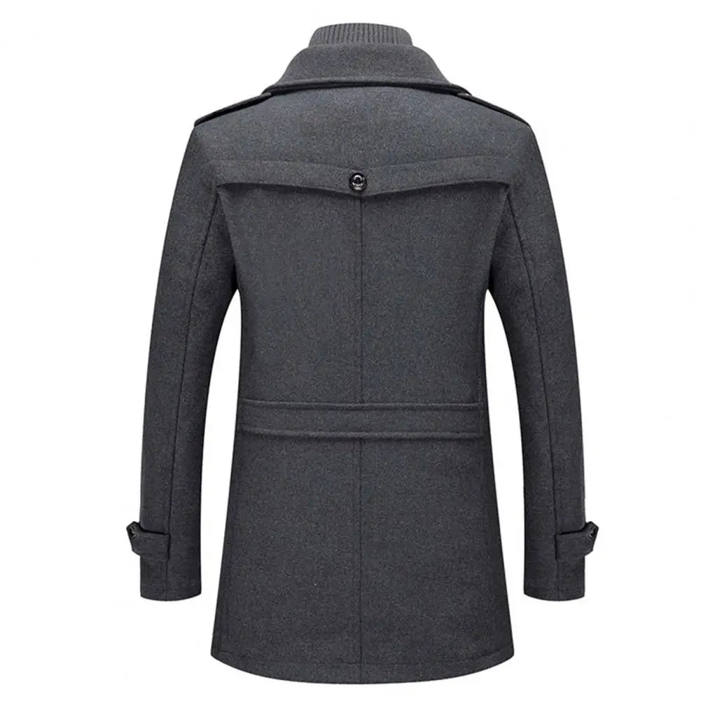 Men's Autumn/Winter Business Woolen Overcoat Fashionable Double Collar Anti-Cold Jacket Cross-Border Woolen Overcoat