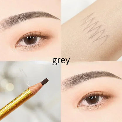 6 Colors Option Eyebrow Pencil Waterproof and Non-smudge Genuine Wood Hard Core Wholesale Wood Eyebrow Pencil Eyebrow Pen Golden