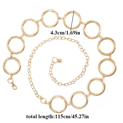 Fashion Circle Metal Waist Chain Belt Women'S Gold Silver Waistband Hip Hop Style Waist Belts Dress Accessories Cinturon Mujer