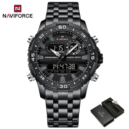 Original Brand NAVIFORCE Quartz Watch For Men  Sports Stainless Steel Strap Wrist Watches Waterproof Analog Digitals Clock 2024