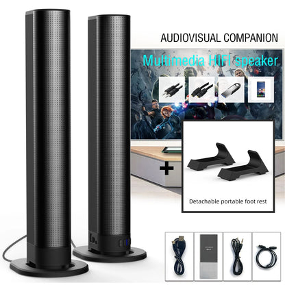 BS-56 TV Bluetooth Speakers AUX/BT/OPT Connections Soundbars with 2-in-1 Detachable Home Cinema Sound System FM Soundbar