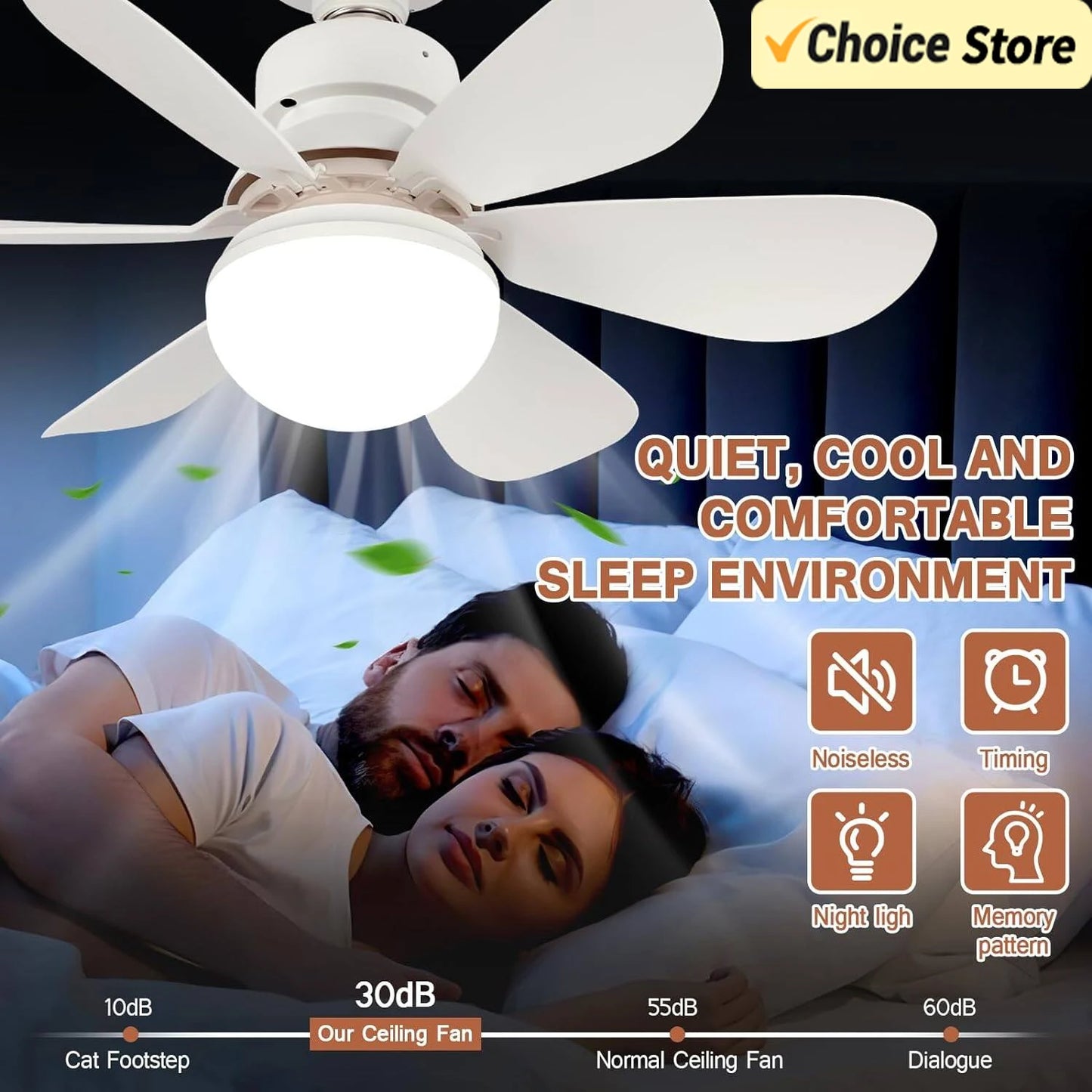 LED 30W Ceiling Fan Light E27 with Remote Control for Dimming, Suitable for Living Room, Study, Household Use, 85-265V Bulb