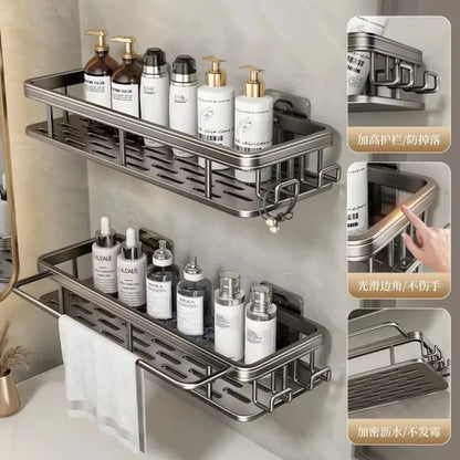 Bathroom Storage Wall Mount Shampoo Makeup Storage Holder Bathroom Accessories No Drilling Wall Shelf Shower Holder for WC