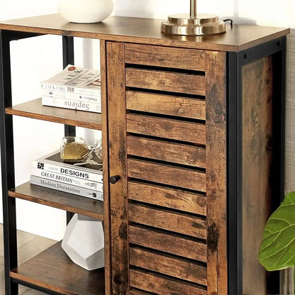 Rustic Brown Shelf Side Cabinet, Living Room with 3 Shelves, Living Room, Bedroom, Foyer, Kitchen, 70x30x81 cm