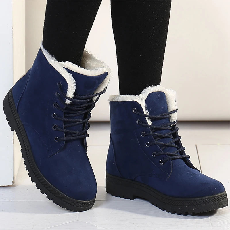 Women Boots Warm Fur Ankle Boots For Women Winter Shoes With Heels Snow Boots Winter Botas Mujer 2024 Women's Low Heel Boot