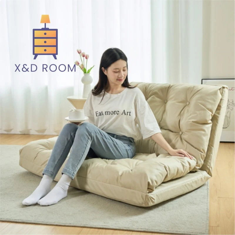 X&D Leisure Folding Lazy Sofa Bed Can Lie Sleep Double Adults Floor Backrest Foldable Exquisite Sofa Bedroom Tatami Floor Chair