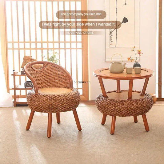 Vine Woven Chairs Household Small Chairs Courtyard Low Stools  Balcony Back  Garden Furniture Single Person Rattan Chairs