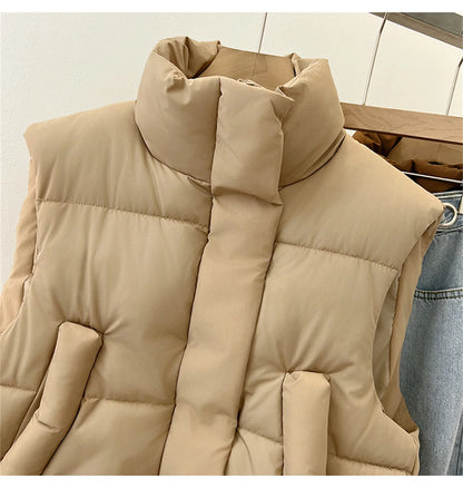 Autumn Winter Y2K Vest Women Thick Warm Down Vest Harajuku Loose Jacket Casual Outerwear Short Waistcoat Windproof Vest Coats