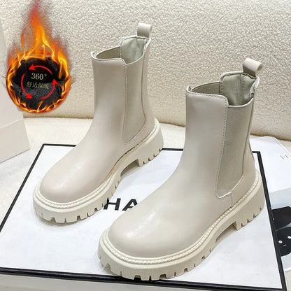 2024 Chelsea boots new thick-soled women's winter shoes for women autumn fashion thick-soled short boots for women