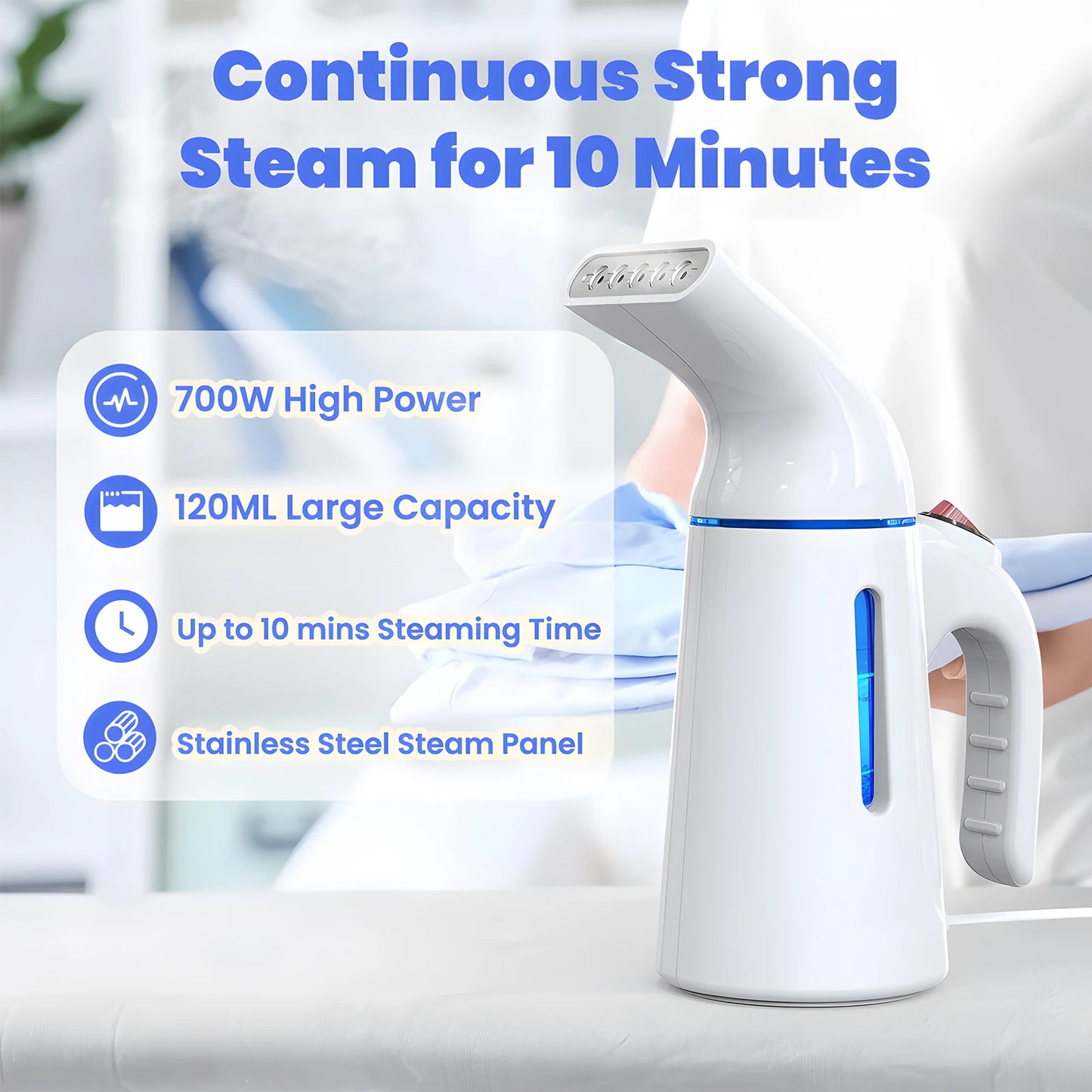 Portable Handheld Garment Steamer 120ml Capacity 700W Auto Shut-Off Steamer for Clothes Removes Wrinkles on Clothes and Fabric