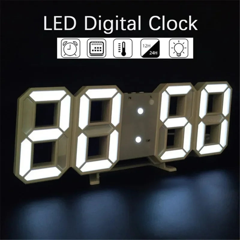 Electronic Digital Wall Clock Living Room Bedroom Decoration Decor Watches Home and Decoration Led Modern Alarm Interior Desk