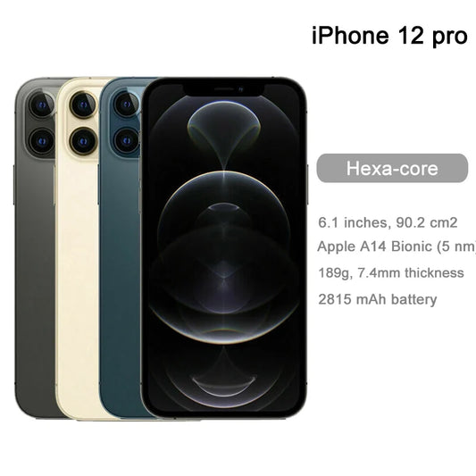 Apple iPhone 12 pro 128GB/256GB ROM Unlocked 5G Smartphone A15 Bionic Chip With Face ID 6.1" 2532 x 1170 OLED Screen 12MP Camera