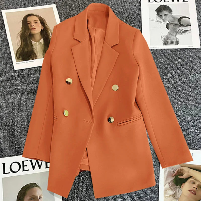 Chic Office Lady Blazer for Women Vintage Coat Autumn Fashion Lapel Collar Long Sleeve Ladies Outerwear Stylish Tops  오피스룩 Mujer