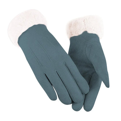 Women Winter Gloves Warm Screen Women's Fur Gloves Full Finger Mittens Glove Driving Windproof Gants Hiver Femme Guantes