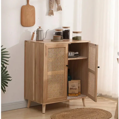 Indonesian Rattan Storage Cabinet Living Room Wood Meal Side Cabinet Multifunctional Kitchen Cabinet Brass Handle Home Furniture