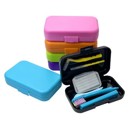 Dental Toothbrush Box Portable Travel Orthodontic Cleaning Set Storage Box Interdental Brush Brush Cover Oral Cleaning Care Kits