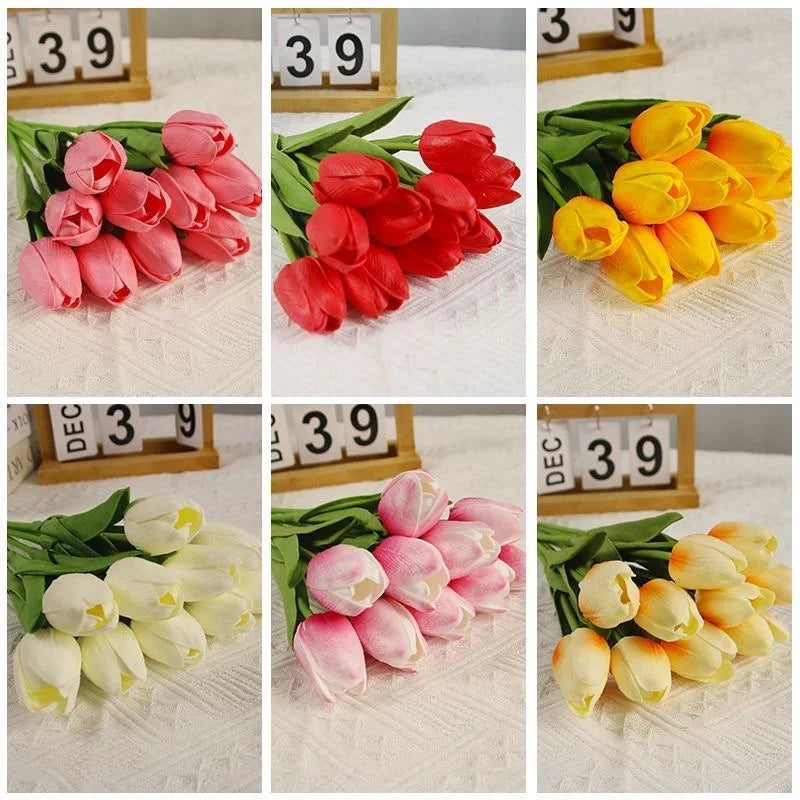 1/3/5PCS Tulips Artificial Flowers Real Touch Flowers Tulip Bouquet Decor Fake Tulips Flower for Home Wedding Decorations