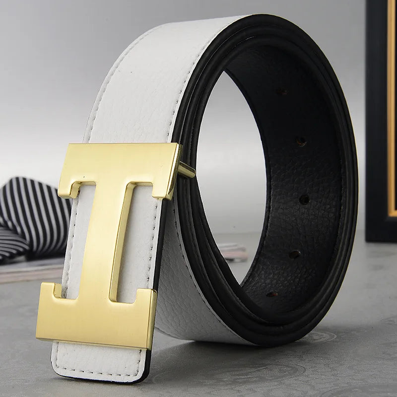 Width 3.8cm Famous Brand Belt Men Top Quality Genuine Luxury Leather Belts for Men Strap Metal Belt Fashion Women's Belt jeans