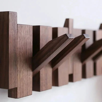 Walnut Coat Racks Wall Hanging Wall Entry Door Porch Hanging Coat Rack Perforated Solid Wood Creative Piano Keys Clothes Hook