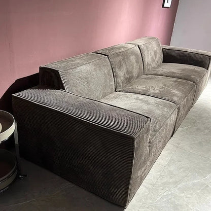 Vacuum Compressed Tofu Block Cloth Sofa, Corduroy Fabric Couch, Living Room Designer Internet Famous Sectional Sofas