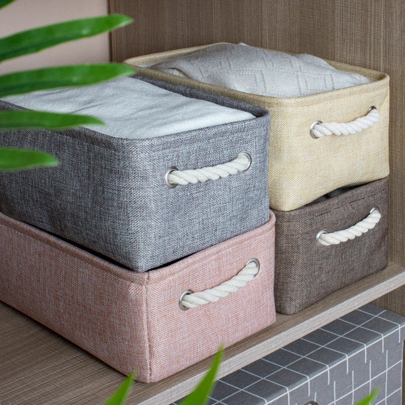 Foldable Linen Fabric Storage Baskets kids toys organizer Clothes and sundries storage box Laundry Basket