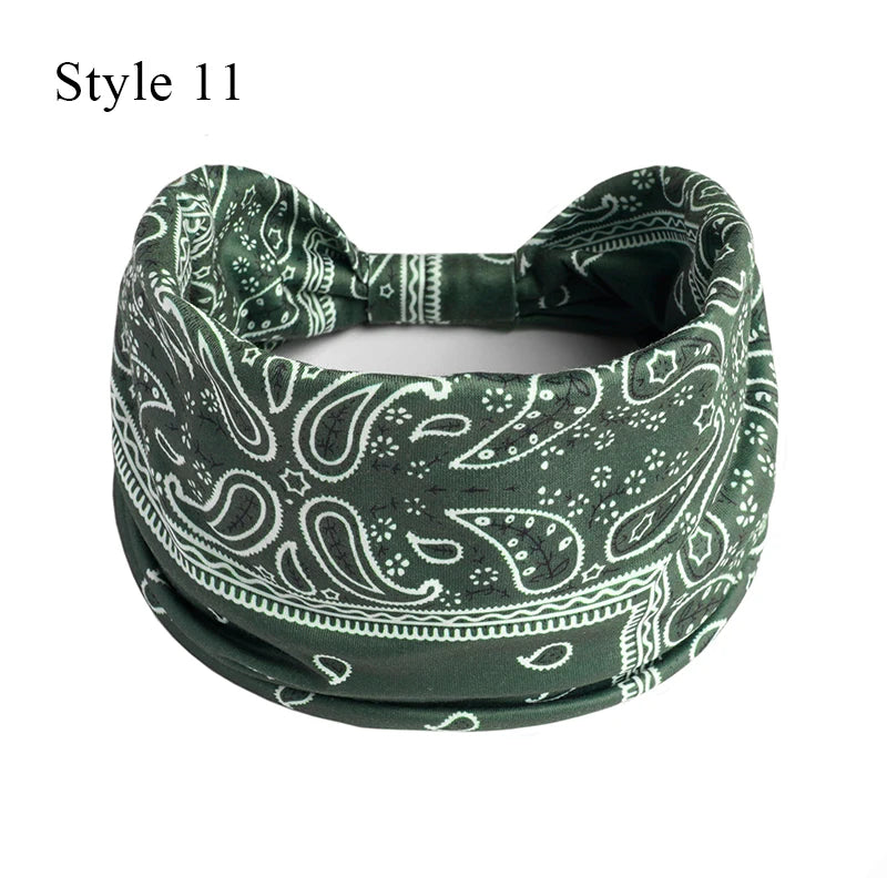 Boho Knot Turbans Yoga Elastic Head Wrap Women Headband Wide Hairbands Headwear Floral Bandanas Fashion Hair Band Accessories