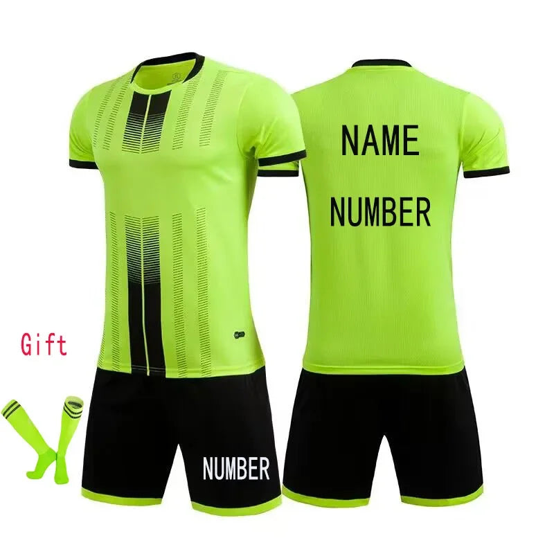 Boys Football Jersey tracksuit Child Soccer Sports Uniforms Kids Play Ball Sportswear Kits vest children's football suit Socks 1