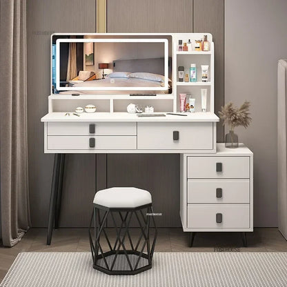 Nordic Simplicity Dresser Bedroom Furniture Storage Vanity Desk with Light Mirror Makeup Home Furniture Dressing Table r