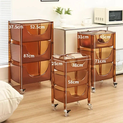 Nordic Acrylic Home Storage Rack, Transparent Mobile Trolley, Transparent Multi-layer Combination Storage Cabinet