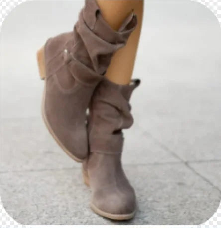 Women Ankle Boots Winter Fashion  Low Heel Suede Female Shoes Classic Brown Black Lightweight Soft Comfortable Plataforma Mujer