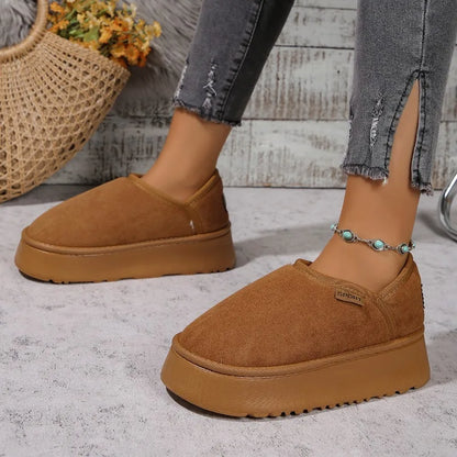 Winter Platform Boots Vintage Fashion Women's Snow Warm Suede Warm Inner Plush Fashion Thick Bottom Women's Flat Bottom Boots