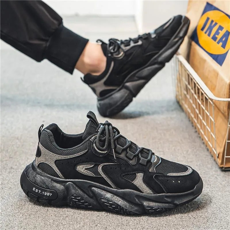 Spring Men Shoes New Breathable Mesh Shoes Men Trendy Versatile Thick Soled Sports Casual Shoes Running Dad Trendy Shoes