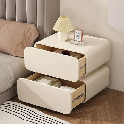 Cream Wind Bedside Table Simple Modern Solid Wood Bedside Storage Cabinet Household Bed Cabinet Bedroom Small Bedside Cabinet